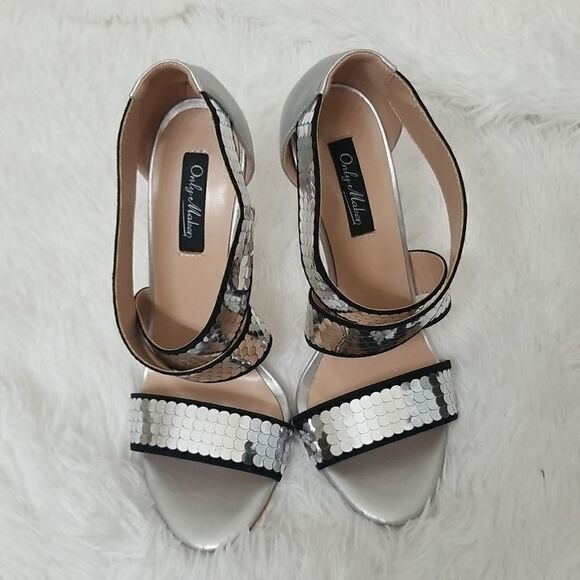 New ONLY MAKER Silver Sequins Heels size 7 - Picture 6 of 10
